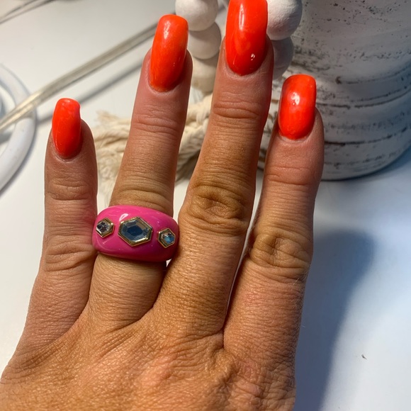 Kurt Geiger beautiful ring pink with stones - Picture 3 of 5